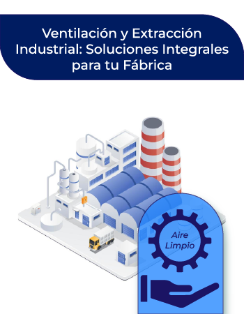 Ilustración de planta industrial con soluciones integrales de ventilación MCAT